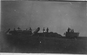 G12/ Faulkton South Dakota Postcard RPPC Farm Scene Harvest Equipment 2