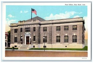 c1920 Pine Bluff Arkansas Post Office Building US Flag Stairs Entrance Postcard