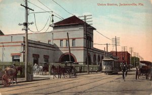 UNION TRAIN DEPOT RAILROAD STATION JACKSONVILLE FLORIDA POSTCARD (c. 1910)