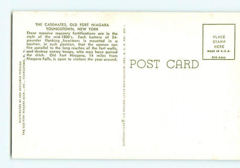 Vintage Post Card Casemate William Johnson Room Castle Fort niag New York # 2169