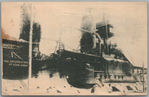 RUSSIAN SHIP CESAREVICH JAPANESE ANTIQUE POSTCARD