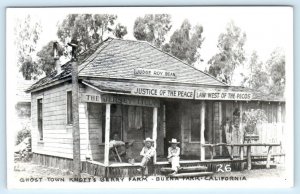 RPPC KNOTT'S BERRY FARM, Buena Park CA~ Ghost Town JUDGE ROY BEAN 1940s Postcard