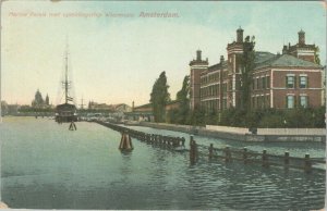 Netherlands Amsterdam Marine Paleis met Opleidingsschip Wassenaar Postcard 04.08