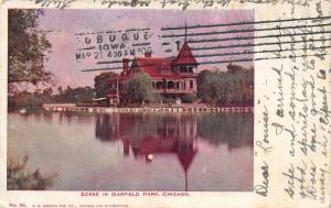 Chicago Illinois~Garfield Park Scene~Pavilion?~Boats/Canoes Along Lake~1906 PC