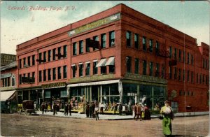 Fargo ND Edward's Buildings Alex Stern Co and Busy Street Scene Postcard T18