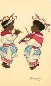 Postcard Mexican Children , Artist Signed.   L3