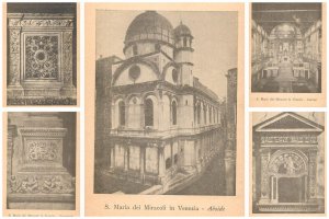 Lot of 5 vintage postcards Santa Maria dei Miracoli church in Venice, Italy