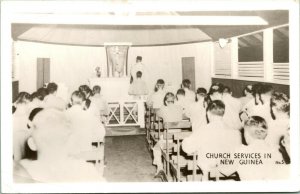 Vtg Postcard RPPC Grogan Photo - Church Services in New Guinea - Unused