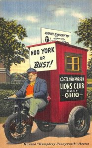 Howard Hector Noo York or Bust! Lions Club of Ohio Postcard