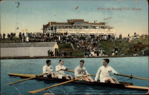 Winnipeg Manitoba Rowing Club House Crew Team c1910 Vintage Postcard