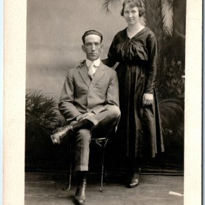 c1910s Married Couple RPPC Handsome Man & Woman Real Photo Chad Physiognomy A160