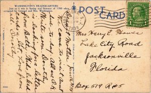 Washingtons Headquarters Morristown New Jersey NJ Linen Postcard Cancel Vtg PM 