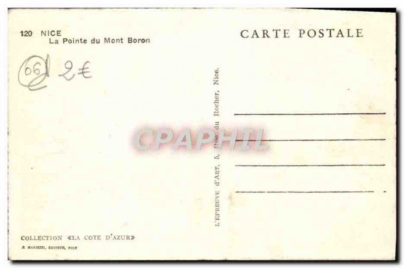 Old Postcard Nice Pointe du Mont Boron