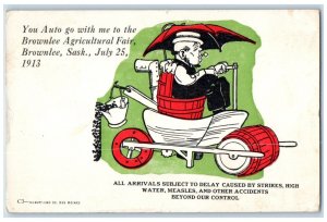 Brownlee Saskatchewan Canada Postcard Auto Go Brownlee Agricultural Fair 1913