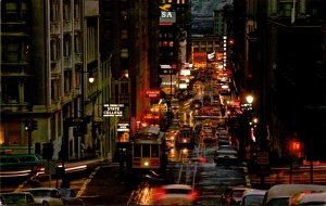 California San Francisco Cable Cars On Powell Street At Night