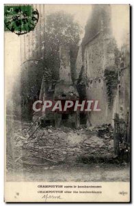 Old Postcard Champguyon After The Bombing Army