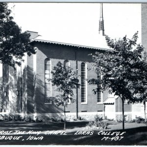 c1940s Dubuque IA RPPC Loras College Christ The King Chapel Church Photo PC A114