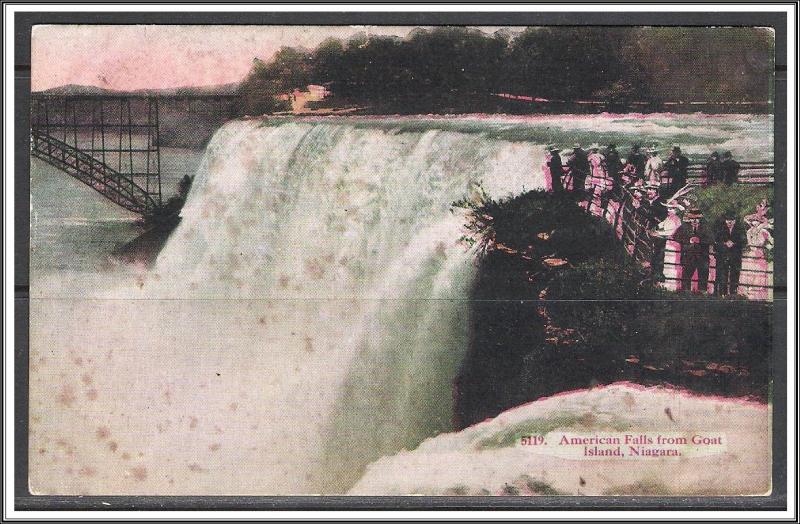 New York, Niagara American Falls From Goat Island - [NY-219]