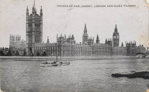 London Thames navigation & sailing Parliament paddle steamer coal barge