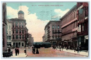 1912 Campeau Square Trolley Car Building Grand Rapids Michigan MI Postcard