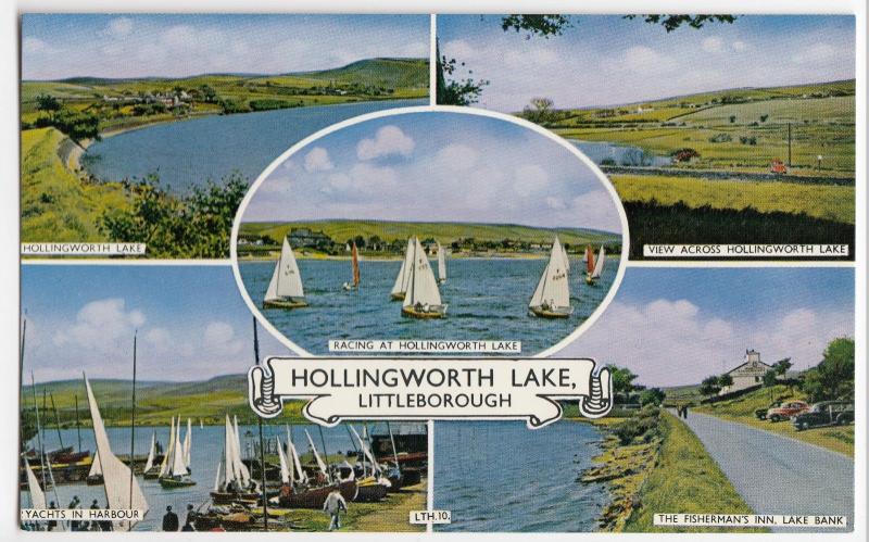 Lancashire; Hollingworth Lake, Littleborough Multiview PPC, c 1950's, Unposted