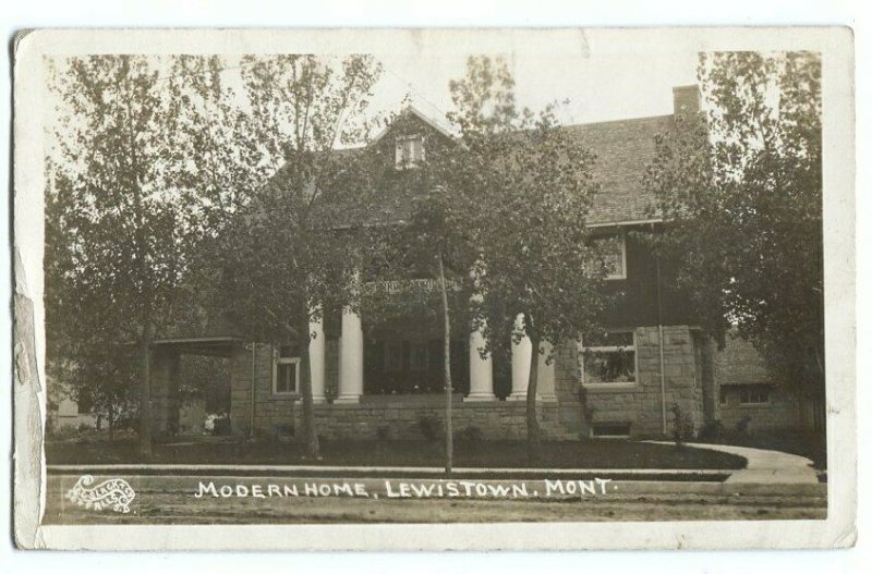 120513 RPPC Real Photo Postcard Modern Home Lewiston MT Montana 1912