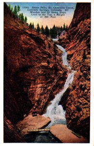 USA Seven Falls So Cheyenne Canyon Colorado Vintage Postcard 09.83