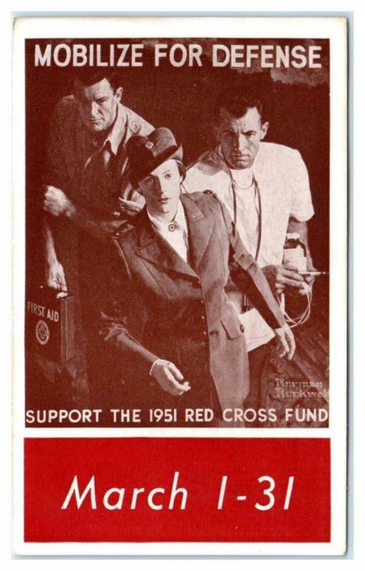 Mobilize for Defense 1951 RED CROSS FUND ~ Korean War Era  Postcard