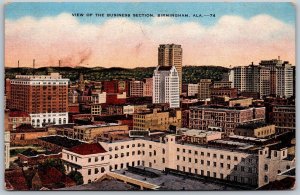 Vtg Birmingham Alabama AL Aerial View Business Section Downtown 1940s Postcard