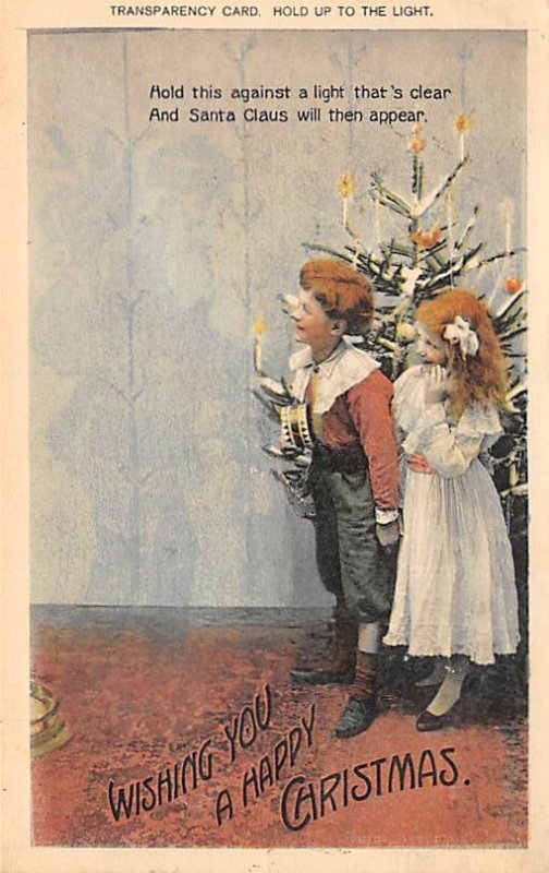 Santa Claus in Transparancy Merry Christmas Hold to Light 1903 