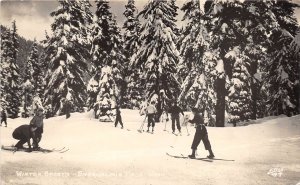 Snoqualmie Pass Washington c1949 RPPC Real Photo Postcard Winter Sports Skiing