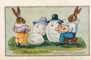 Easter Bunny Painting Faces on Eggs 1927