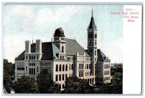 c1905 Durfee High School Campus Building Clock Tower View Fall River MA Postcard