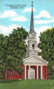 Vintage Postcard 1938 Chapel Martha-Mary Greenfield Village Dearborn Michigan MI