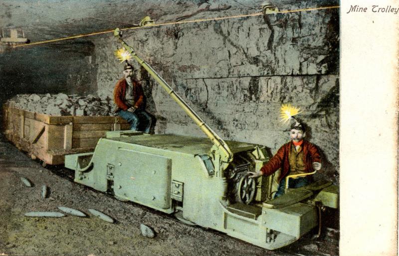 PA - Anthracite Region. Mine Trolley Loaded Cars Inside Coal Mine (Mining)  