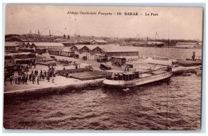 c1940's Afrique Occidentale Francaise Dakar Le Port Senegal Vintage Postcard