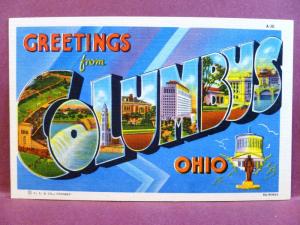 Postcard OH Columbus Large Letter Greetings