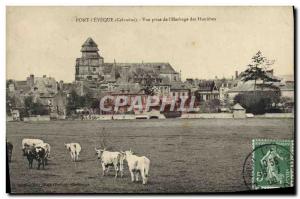 Old Postcard Pont L & # 39Eveque View from the & # 39herbage of Hunières Cows