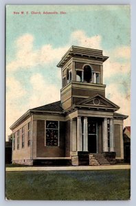 K1/ Adamsville Ohio Postcard c1910 New M.E. Church Building 110