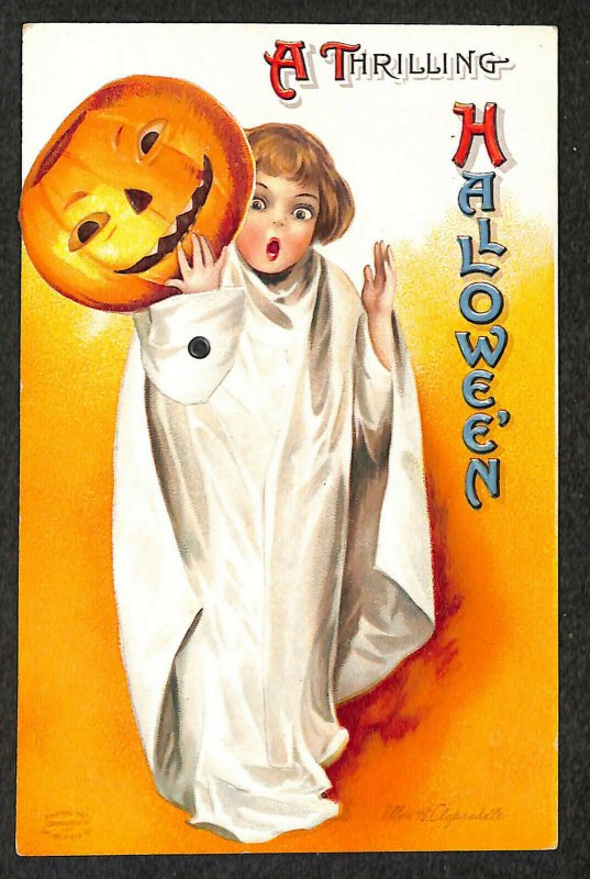 Ellen Clapsaddle A Thrilling Halloween Mechanical Postcard