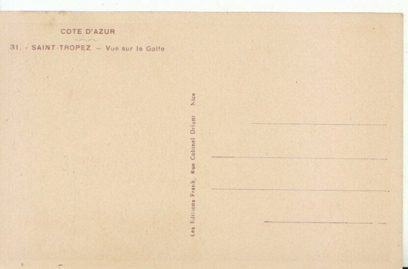 France Postcard - Saint Tropez - Vue sur le Golfe - Ref 9996A