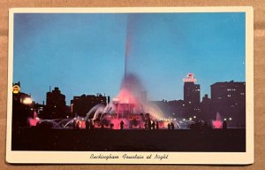 VINTAGE POSTCARD UNUSED - BUCKINGHAM FOUNTAIN AT NIGHT, CHICAGO, ILLINOIS