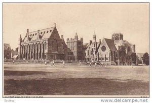 Crickett game , Clifton College from the Close , England, 1910s