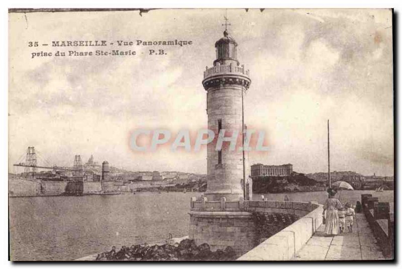 Postcard Old Marseille panoramic view from the Lighthouse Ste Marie