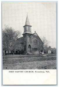 Stromsburg Nebraska NE Postcard First Baptist Church Exterior Roadside c1920's