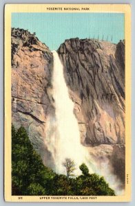 Vintage California Postcard - Yosemite National Park - Upper Falls- 1940