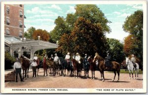 French Lick Indiana IND, Horseback Riding, Horses, Home of Pluto Water, Postcard