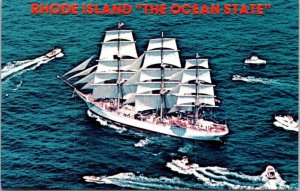 Rhode Island Ocean State Operation Sail Sailboat RI Postcard VTG UNP LK Vintage