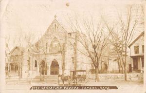 Topeka Kansas Christian Church Real Photo Antique Postcard K95778