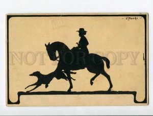 285578 ART NOUVEAU Silhouette MOCHI Hunter HUNT HORSE GREYHOUND Vintage M&B 